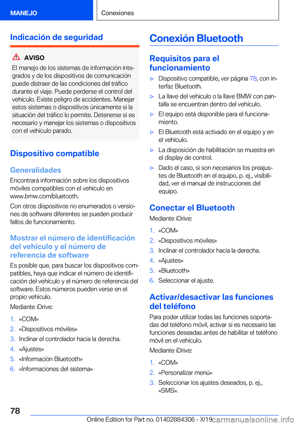 BMW 8 SERIES GRAN COUPE 2020  Manuales de Empleo (in Spanish) �I�n�d�i�c�a�c�i�