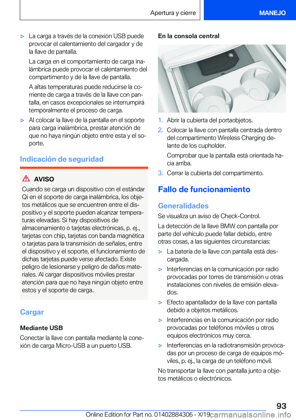 BMW 8 SERIES GRAN COUPE 2020  Manuales de Empleo (in Spanish) x�L�a��c�a�r�g�a��a��t�r�a�v�