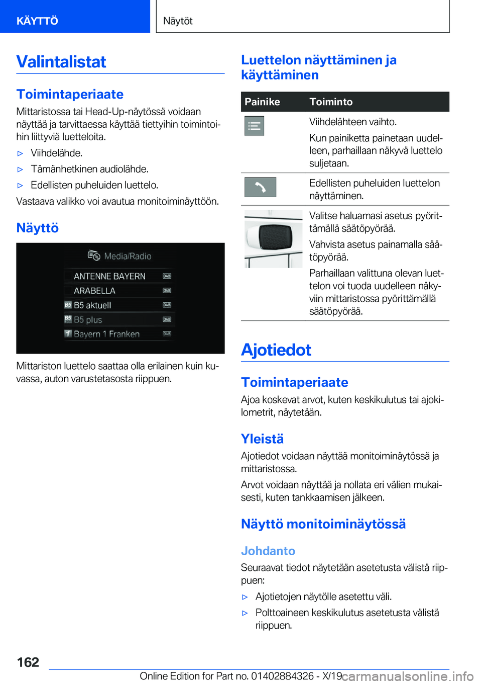 BMW 8 SERIES GRAN COUPE 2020  Omistajan Käsikirja (in Finnish) �V�a�l�i�n�t�a�l�i�s�t�a�t
�T�o�i�m�i�n�t�a�p�e�r�i�a�a�t�e�M�i�t�t�a�r�i�s�t�o�s�s�a��t�a�i��H�e�a�d�-�U�p�-�n�
