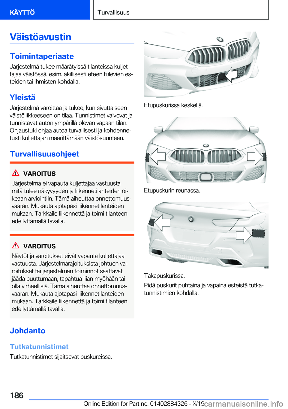 BMW 8 SERIES GRAN COUPE 2020  Omistajan Käsikirja (in Finnish) �V�