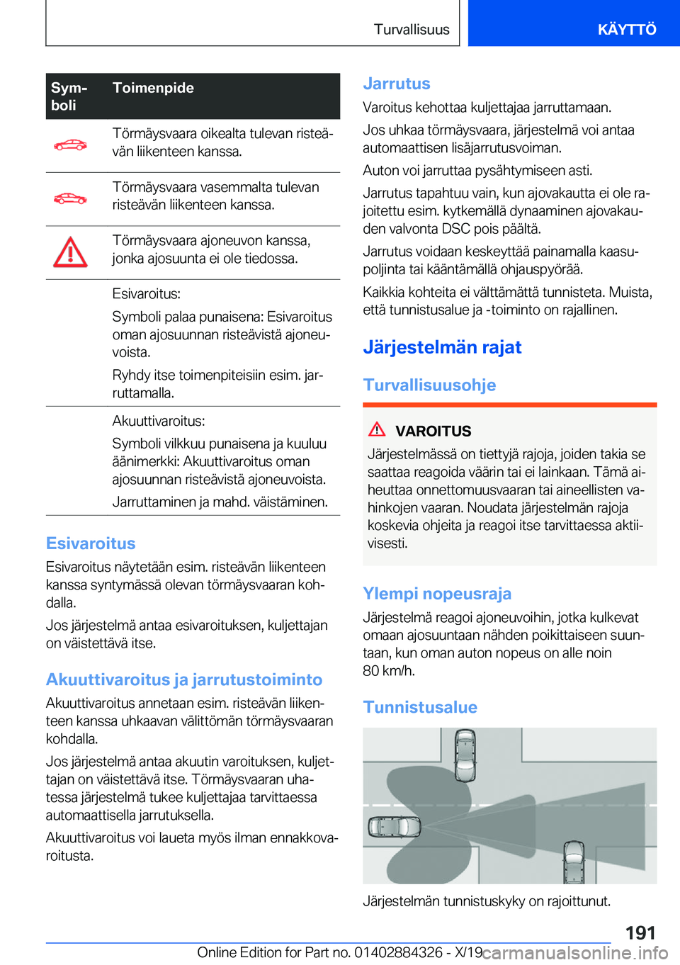 BMW 8 SERIES GRAN COUPE 2020  Omistajan Käsikirja (in Finnish) �S�y�mj
�b�o�l�i�T�o�i�m�e�n�p�i�d�e�T�