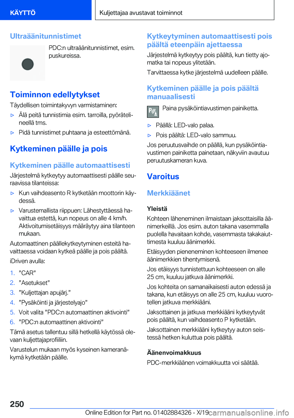BMW 8 SERIES GRAN COUPE 2020  Omistajan Käsikirja (in Finnish) �U�l�t�r�a�