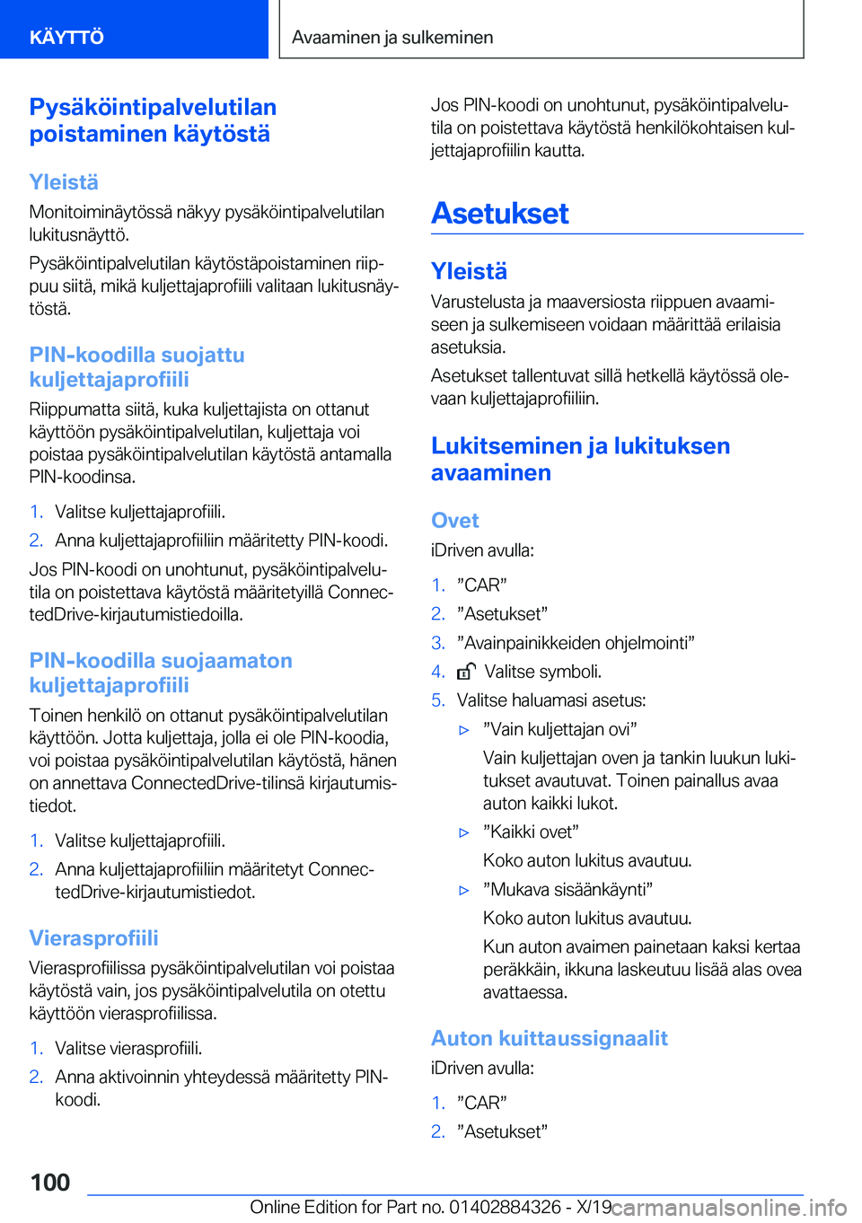 BMW 8 SERIES GRAN COUPE 2020  Omistajan Käsikirja (in Finnish) �P�y�s�