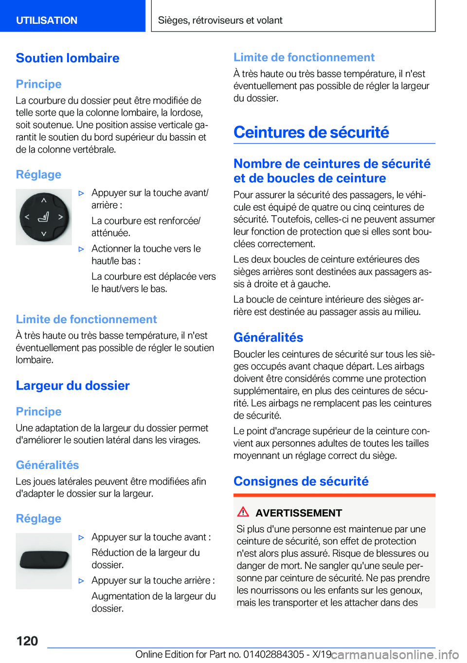 BMW 8 SERIES GRAN COUPE 2020  Notices Demploi (in French) �S�o�u�t�i�e�n��l�o�m�b�a�i�r�e�P�r�i�n�c�i�p�e
�L�a��c�o�u�r�b�u�r�e��d�u��d�o�s�s�i�e�r��p�e�u�t��ê�t�r�e��m�o�d�i�f�i�é�e��d�e
�t�e�l�l�e��s�o�r�t�e��q�u�e��l�a��c�o�l�o�n�n�e��l�o�m