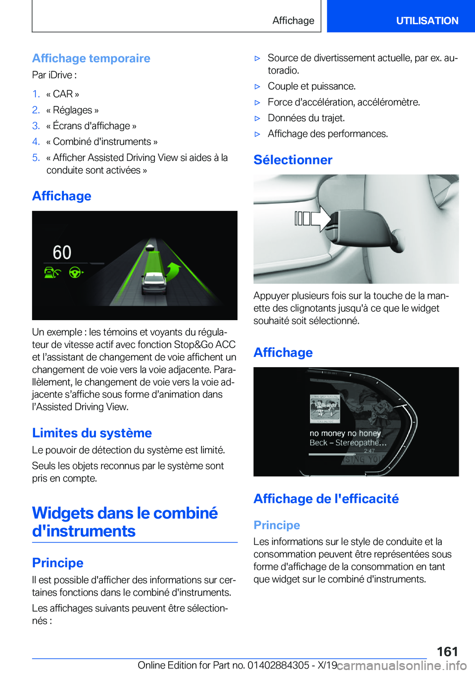 BMW 8 SERIES GRAN COUPE 2020  Notices Demploi (in French) �A�f�f�i�c�h�a�g�e��t�e�m�p�o�r�a�i�r�e
�P�a�r��i�D�r�i�v�e��:�1�.�k��C�A�R��{�2�.�k��R�é�g�l�a�g�e�s��{�3�.�k��
