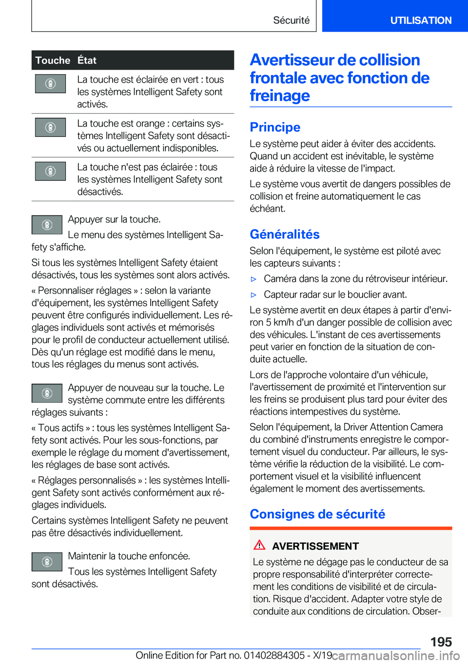BMW 8 SERIES GRAN COUPE 2020  Notices Demploi (in French) �T�o�u�c�h�e�