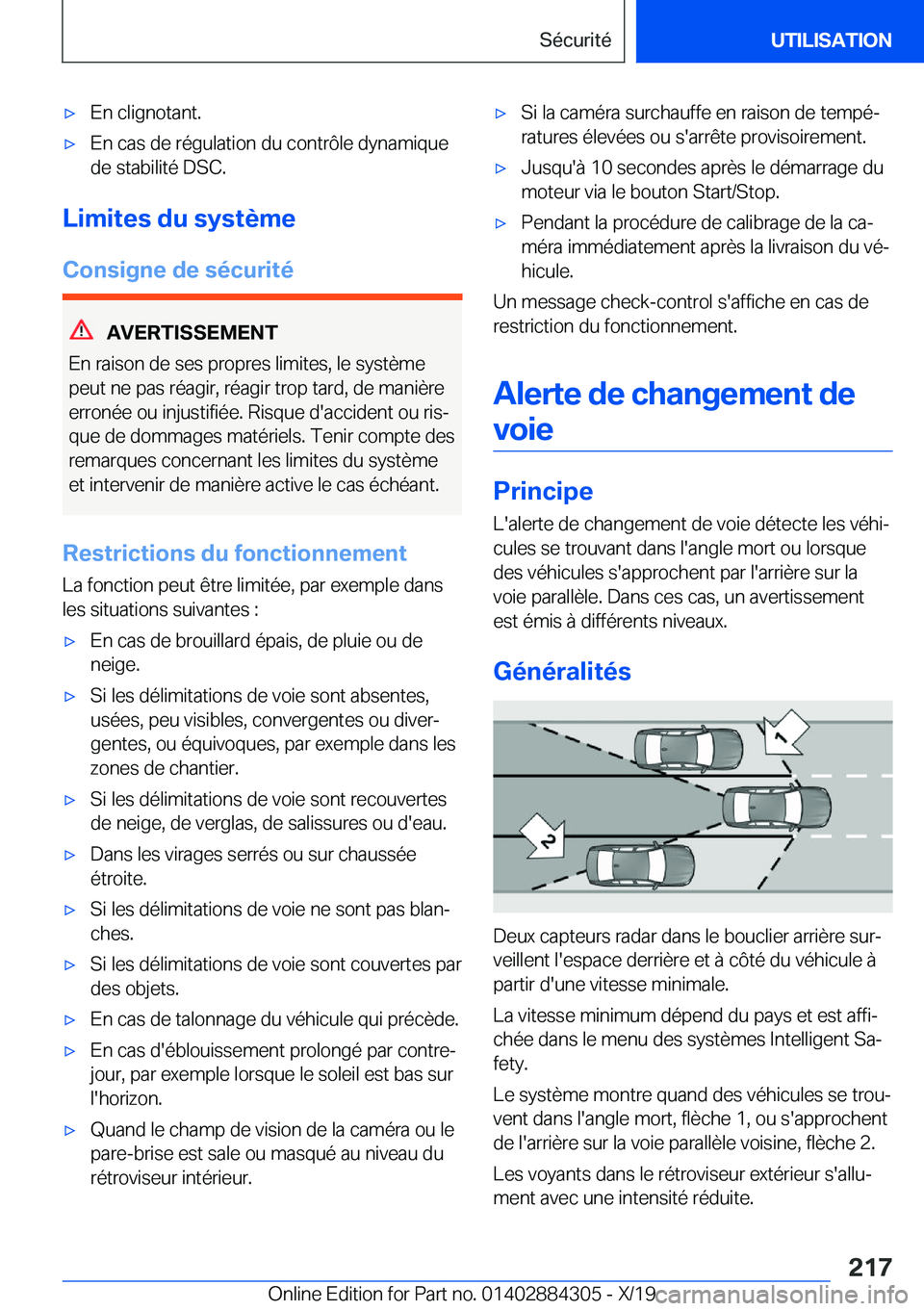 BMW 8 SERIES GRAN COUPE 2020  Notices Demploi (in French) 'x�E�n��c�l�i�g�n�o�t�a�n�t�.'x�E�n��c�a�s��d�e��r�é�g�u�l�a�t�i�o�n��d�u��c�o�n�t�r�