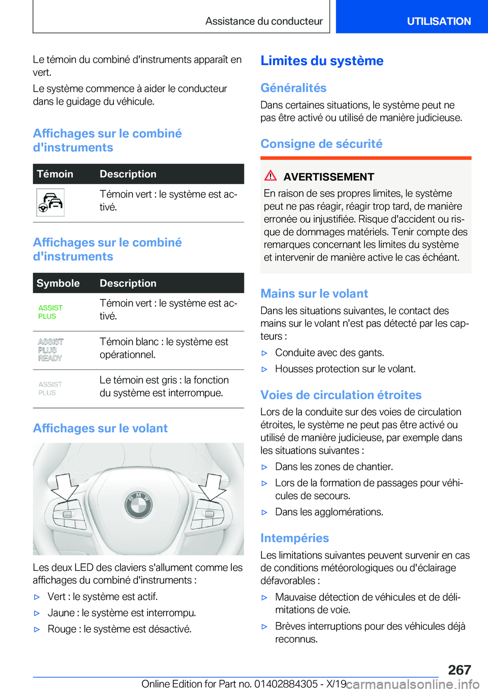 BMW 8 SERIES GRAN COUPE 2020  Notices Demploi (in French) �L�e��t�é�m�o�i�n��d�u��c�o�m�b�i�n�é��d�'�i�n�s�t�r�u�m�e�n�t�s��a�p�p�a�r�a�