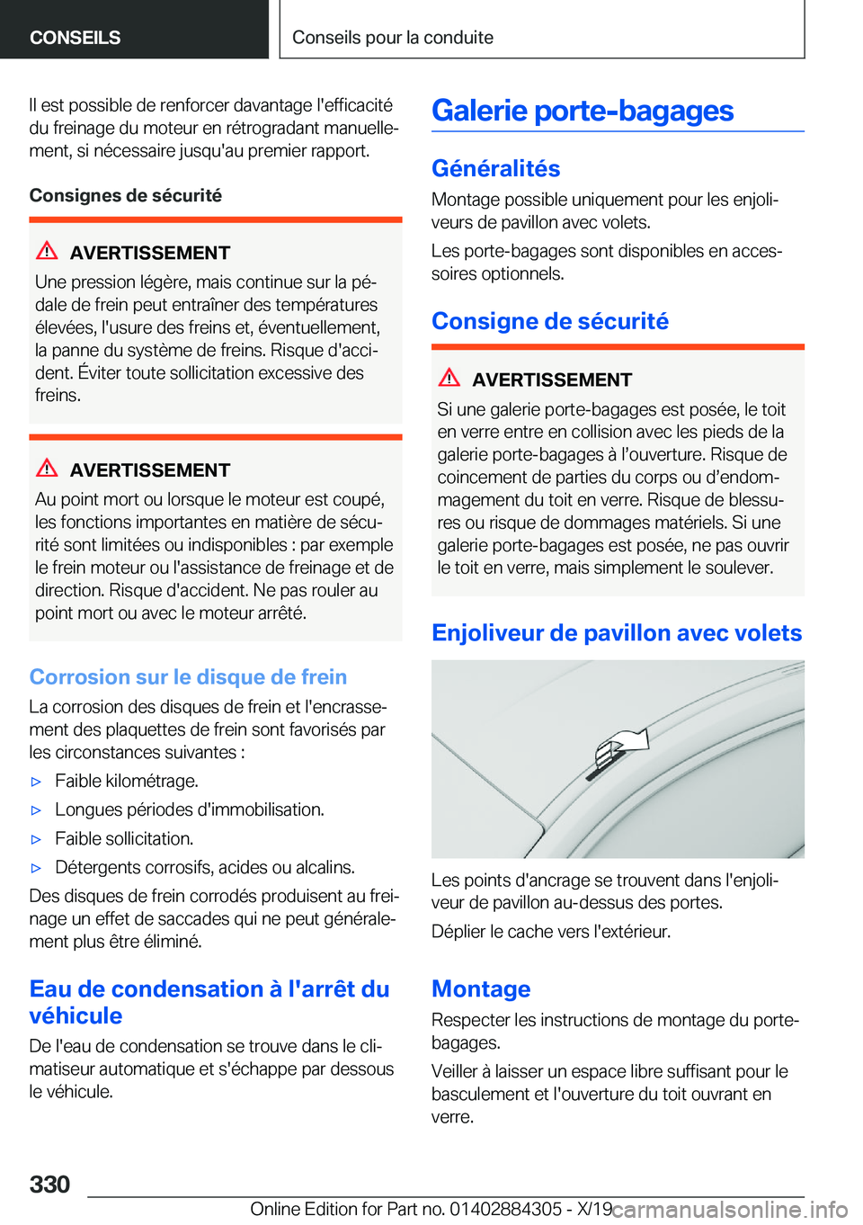 BMW 8 SERIES GRAN COUPE 2020  Notices Demploi (in French) �I�l��e�s�t��p�o�s�s�i�b�l�e��d�e��r�e�n�f�o�r�c�e�r��d�a�v�a�n�t�a�g�e��l�'�e�f�f�i�c�a�c�i�t�é
�d�u��f�r�e�i�n�a�g�e��d�u��m�o�t�e�u�r��e�n��r�é�t�r�o�g�r�a�d�a�n�t��m�a�n�u�e�l�l�