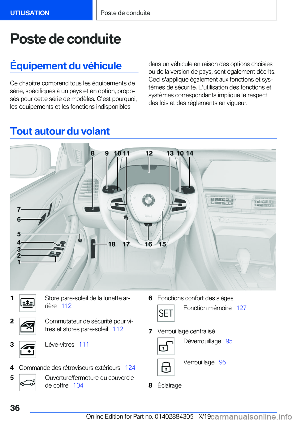 BMW 8 SERIES GRAN COUPE 2020  Notices Demploi (in French) �P�o�s�t�e��d�e��c�o�n�d�u�i�t�e�