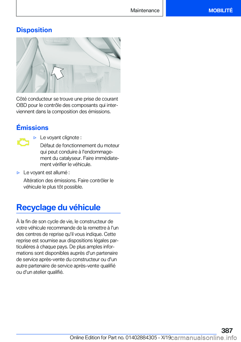 BMW 8 SERIES GRAN COUPE 2020  Notices Demploi (in French) �D�i�s�p�o�s�i�t�i�o�n
�C�