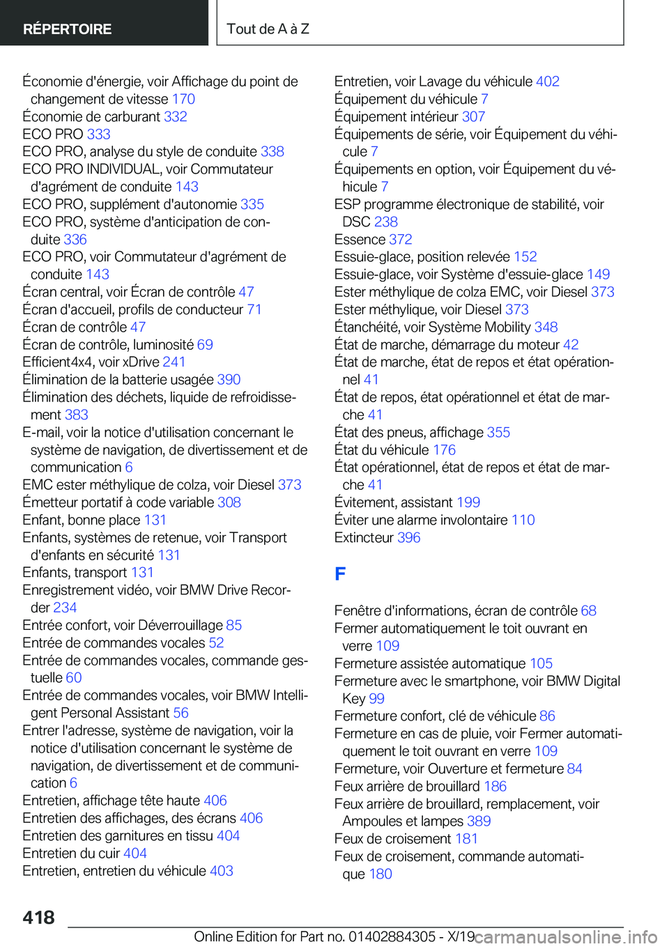 BMW 8 SERIES GRAN COUPE 2020  Notices Demploi (in French) �