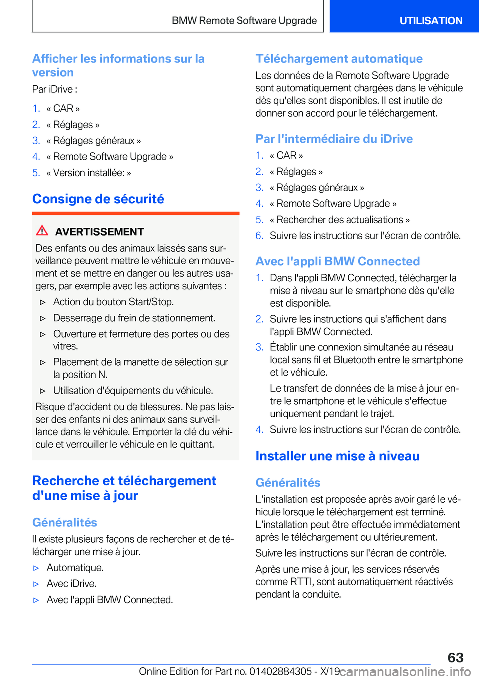 BMW 8 SERIES GRAN COUPE 2020  Notices Demploi (in French) �A�f�f�i�c�h�e�r��l�e�s��i�n�f�o�r�m�a�t�i�o�n�s��s�u�r��l�a
�v�e�r�s�i�o�n
�P�a�r��i�D�r�i�v�e��:�1�.�k��C�A�R��{�2�.�k��R�é�g�l�a�g�e�s��{�3�.�k��R�é�g�l�a�g�e�s��g�é�n�é�r�a�u�x��{