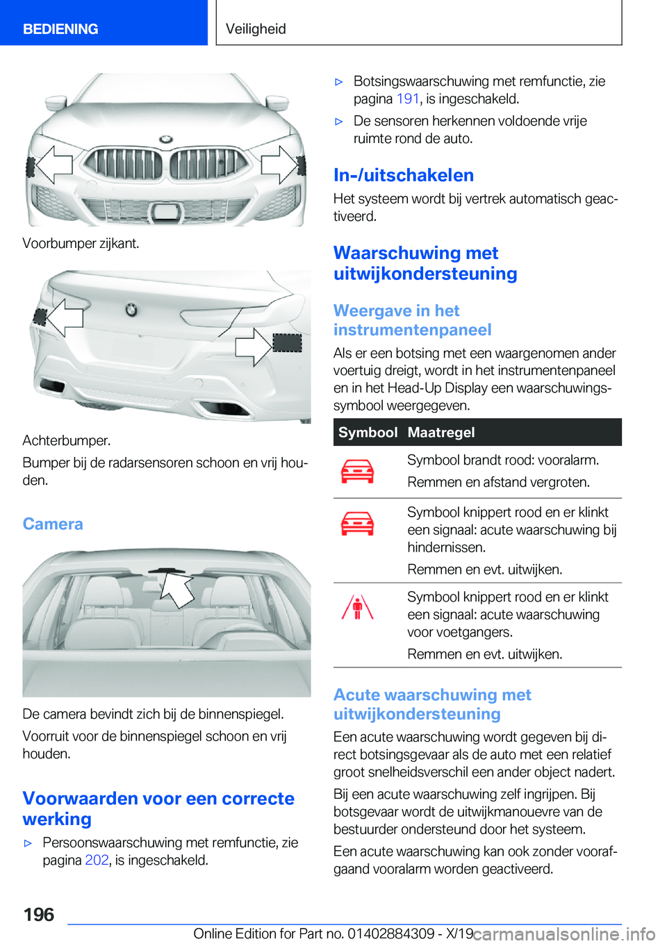 BMW 8 SERIES GRAN COUPE 2020  Instructieboekjes (in Dutch) �V�o�o�r�b�u�m�p�e�r��z�i�j�k�a�n�t�.
�A�c�h�t�e�r�b�u�m�p�e�r�.
�B�u�m�p�e�r��b�i�j��d�e��r�a�d�a�r�s�e�n�s�o�r�e�n��s�c�h�o�o�n��e�n��v�r�i�j��h�o�uj �d�e�n�.
�C�a�m�e�r�a
�D�e��c�a�m�e�r�