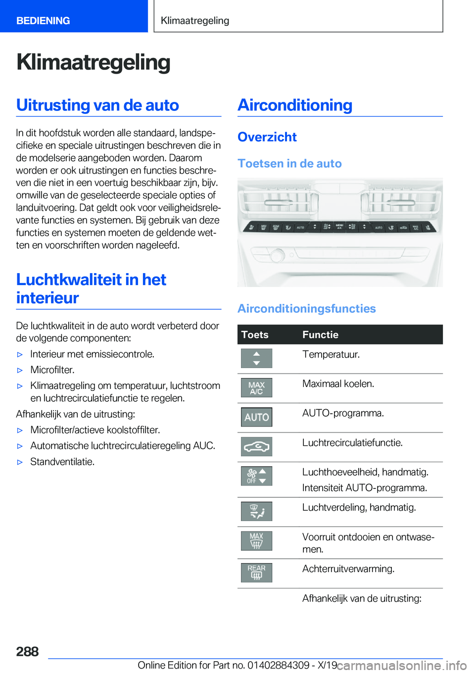 BMW 8 SERIES GRAN COUPE 2020  Instructieboekjes (in Dutch) �K�l�i�m�a�a�t�r�e�g�e�l�i�n�g�U�i�t�r�u�s�t�i�n�g��v�a�n��d�e��a�u�t�o
�I�n��d�i�t��h�o�o�f�d�s�t�u�k��w�o�r�d�e�n��a�l�l�e��s�t�a�n�d�a�a�r�d�,��l�a�n�d�s�p�ej�c�i�f�i�e�k�e��e�n��s�p�e�