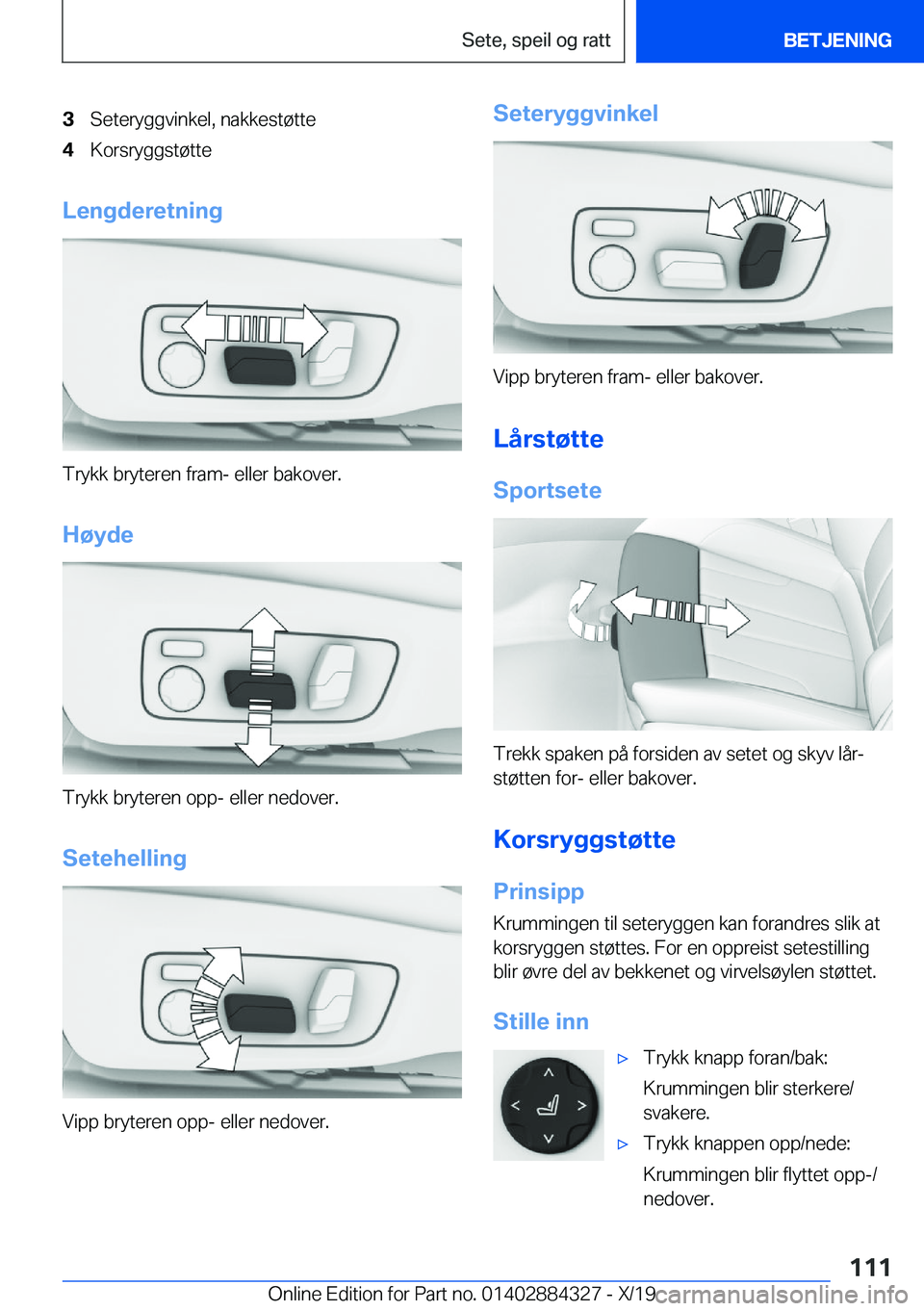 BMW 8 SERIES GRAN COUPE 2020  InstruksjonsbØker (in Norwegian) �3�S�e�t�e�r�y�g�g�v�i�n�k�e�l�,��n�a�k�k�e�s�t�