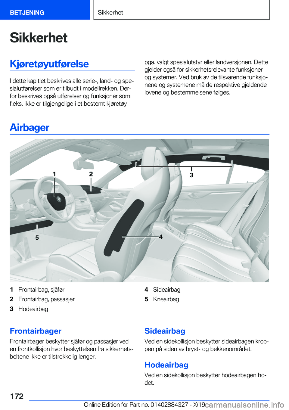 BMW 8 SERIES GRAN COUPE 2020  InstruksjonsbØker (in Norwegian) �S�i�k�k�e�r�h�e�t�K�j�