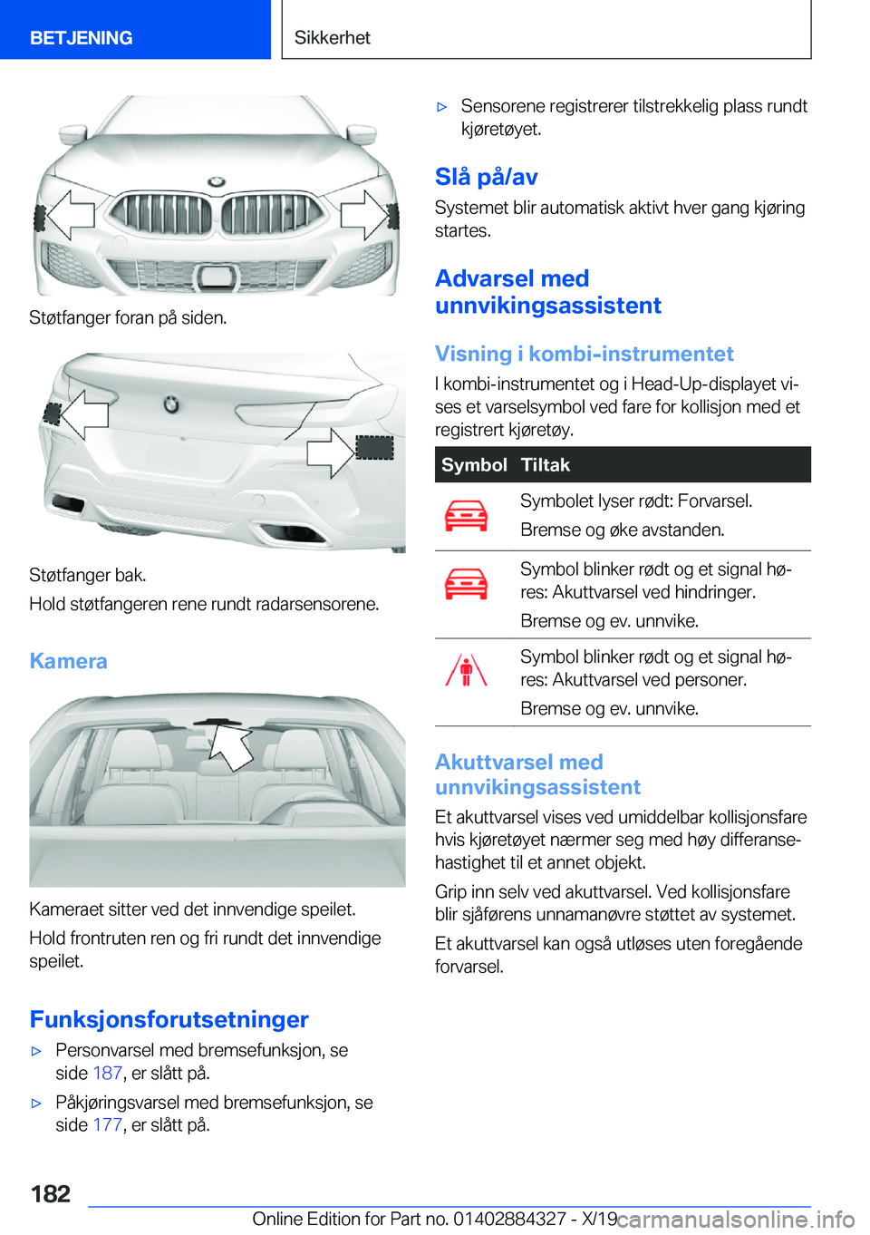 BMW 8 SERIES GRAN COUPE 2020  InstruksjonsbØker (in Norwegian) �S�t�