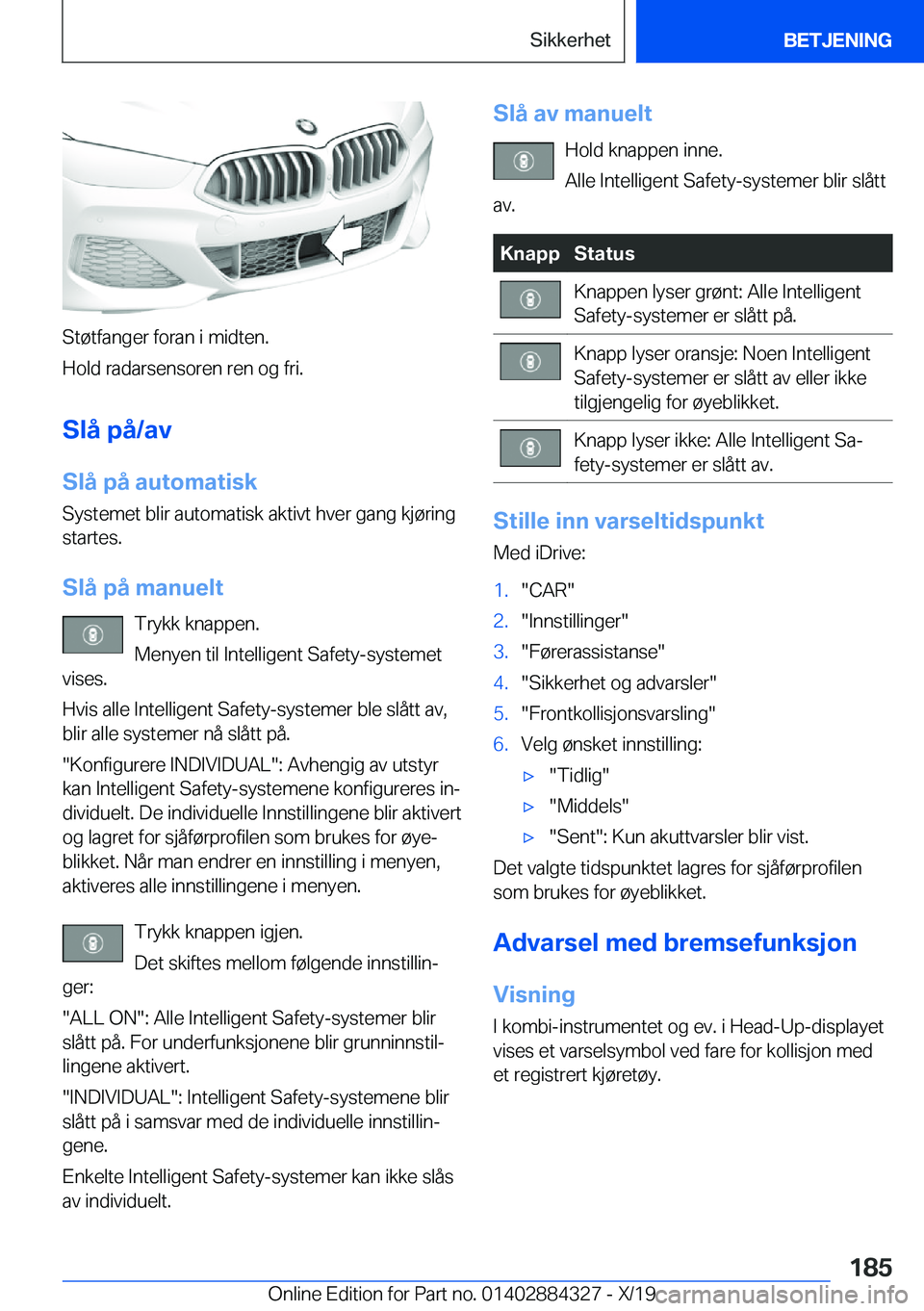 BMW 8 SERIES GRAN COUPE 2020  InstruksjonsbØker (in Norwegian) �S�t�