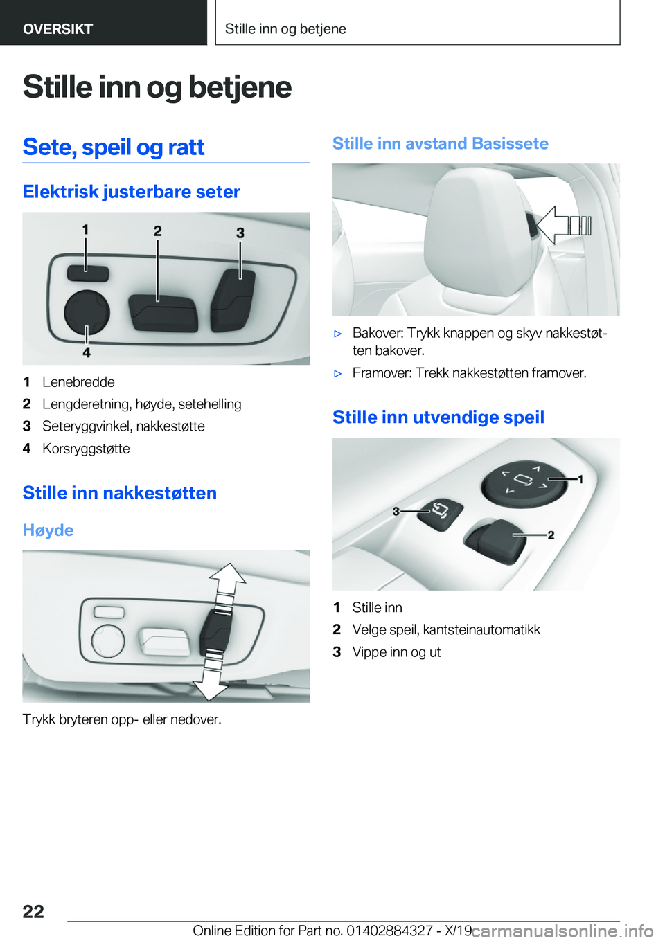BMW 8 SERIES GRAN COUPE 2020  InstruksjonsbØker (in Norwegian) �S�t�i�l�l�e��i�n�n��o�g��b�e�t�j�e�n�e�S�e�t�e�,��s�p�e�i�l��o�g��r�a�t�t
�E�l�e�k�t�r�i�s�k��j�u�s�t�e�r�b�a�r�e��s�e�t�e�r
�1�L�e�n�e�b�r�e�d�d�e�2�L�e�n�g�d�e�r�e�t�n�i�n�g�,��h�