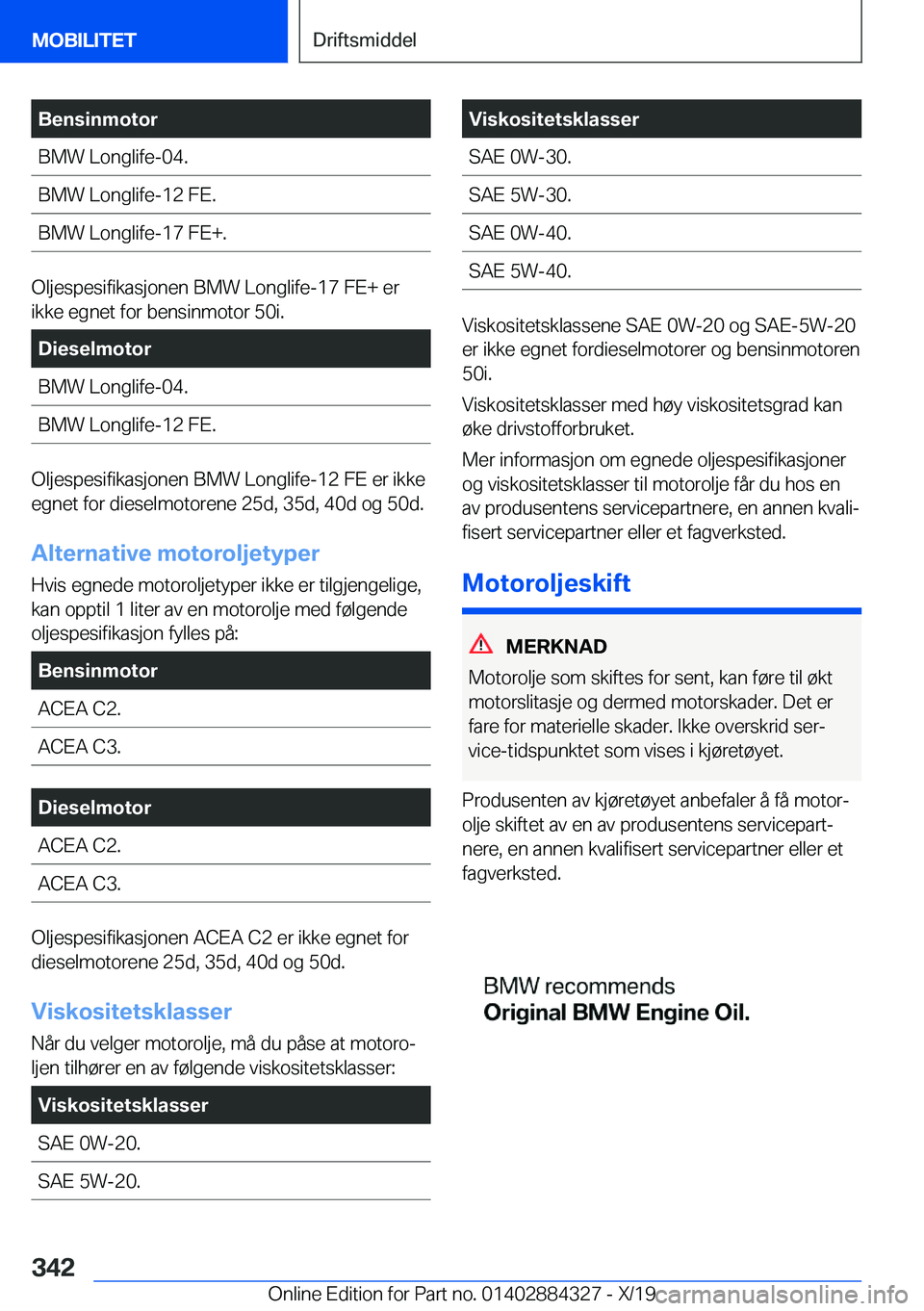 BMW 8 SERIES GRAN COUPE 2020  InstruksjonsbØker (in Norwegian) �B�e�n�s�i�n�m�o�t�o�r�B�M�W��L�o�n�g�l�i�f�e�-�0�4�.�B�M�W��L�o�n�g�l�i�f�e�-�1�2��F�E�.�B�M�W��L�o�n�g�l�i�f�e�-�1�7��F�E�+�.
�O�l�j�e�s�p�e�s�i�f�i�k�a�s�j�o�n�e�n��B�M�W��L�o�n�g�l�i�f�e�-�