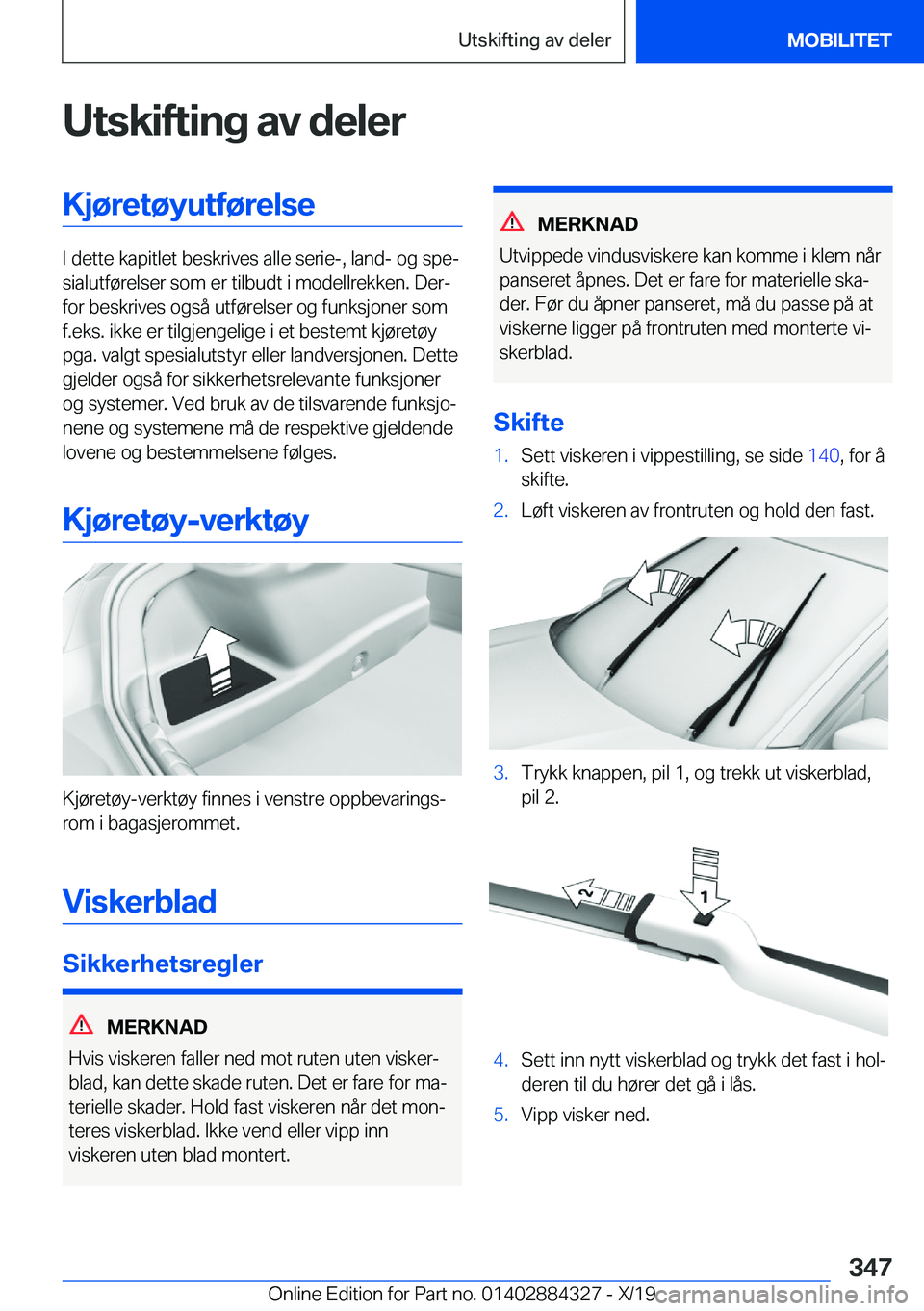 BMW 8 SERIES GRAN COUPE 2020  InstruksjonsbØker (in Norwegian) �U�t�s�k�i�f�t�i�n�g��a�v��d�e�l�e�r�K�j�