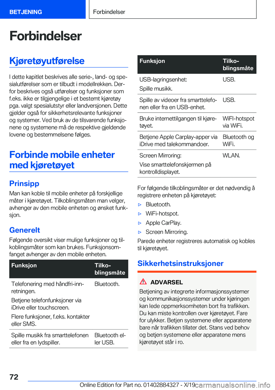 BMW 8 SERIES GRAN COUPE 2020  InstruksjonsbØker (in Norwegian) �F�o�r�b�i�n�d�e�l�s�e�r�K�j�