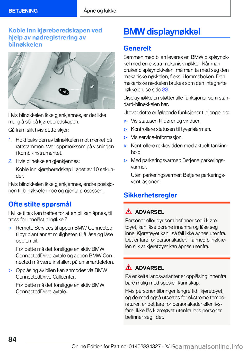 BMW 8 SERIES GRAN COUPE 2020  InstruksjonsbØker (in Norwegian) �K�o�b�l�e��i�n�n��k�j�