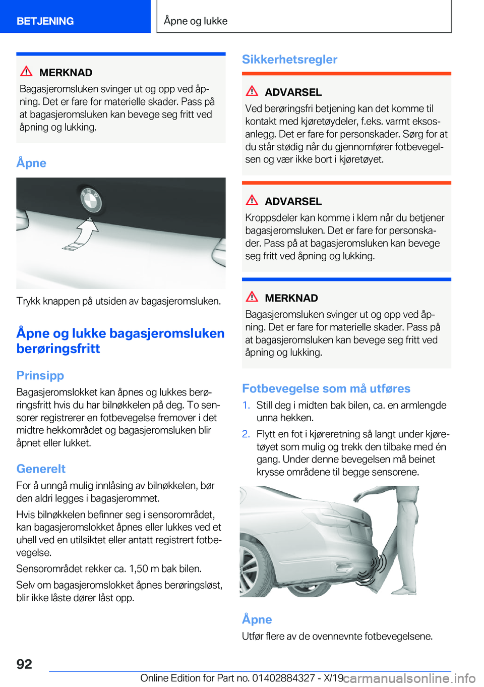 BMW 8 SERIES GRAN COUPE 2020  InstruksjonsbØker (in Norwegian) �M�E�R�K�N�A�D
�B�a�g�a�s�j�e�r�o�m�s�l�u�k�e�n��s�v�i�n�g�e�r��u�t��o�g��o�p�p��v�e�d��å�pj
�n�i�n�g�.��D�e�t��e�r��f�a�r�e��f�o�r��m�a�t�e�r�i�e�l�l�e��s�k�a�d�e�r�.��P�a�s�s��p�å
�