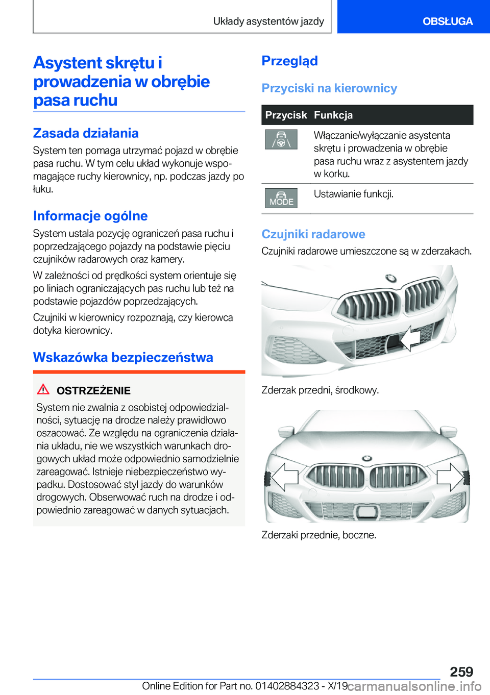 BMW 8 SERIES GRAN COUPE 2020  Instrukcja obsługi (in Polish) �A�s�y�s�t�e�n�t��s�k�r�