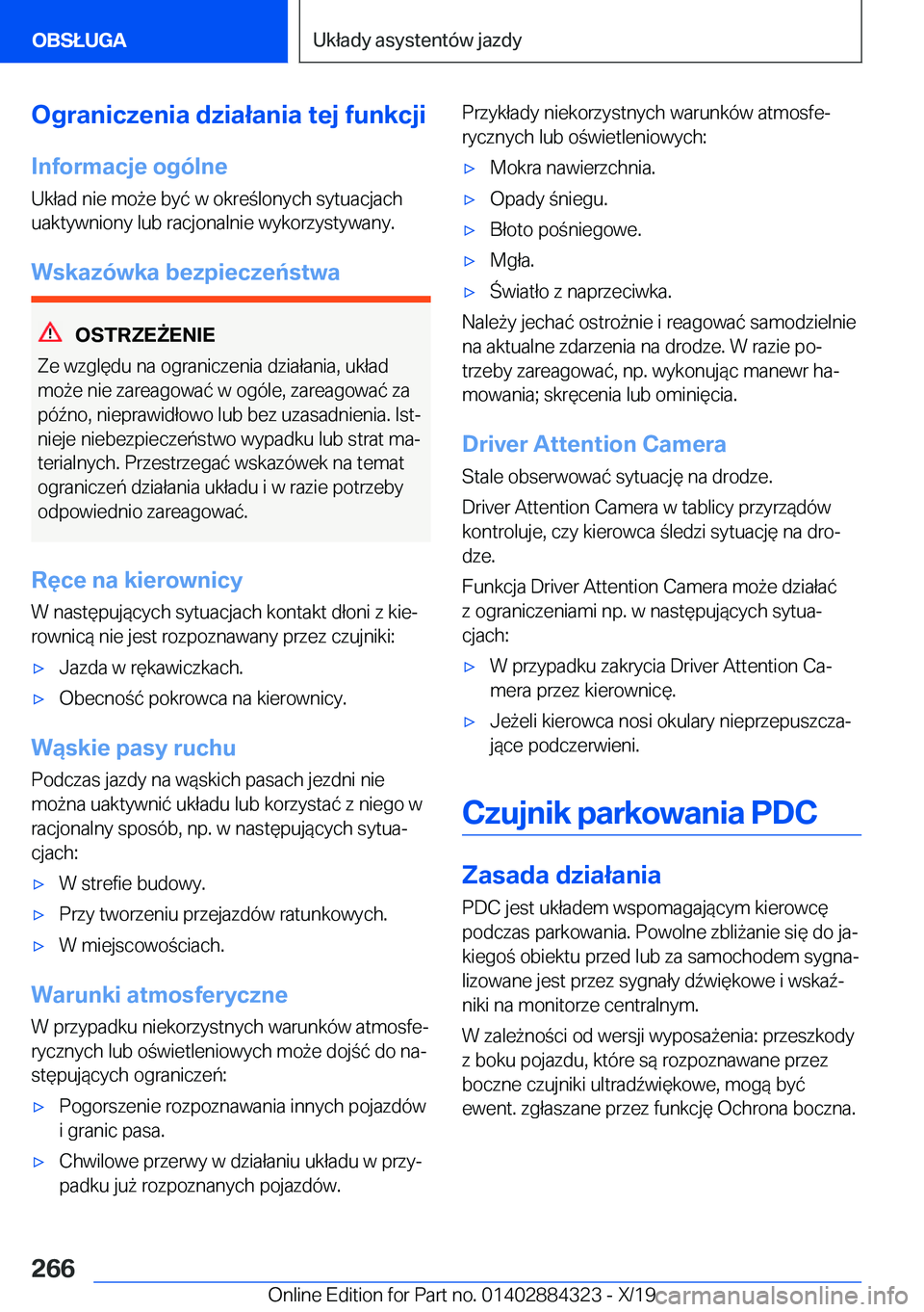 BMW 8 SERIES GRAN COUPE 2020  Instrukcja obsługi (in Polish) �O�g�r�a�n�i�c�z�e�n�i�a��d�z�i�a�ł�a�n�i�a��t�e�j��f�u�n�k�c�j�i�I�n�f�o�r�m�a�c�j�e��o�g�
