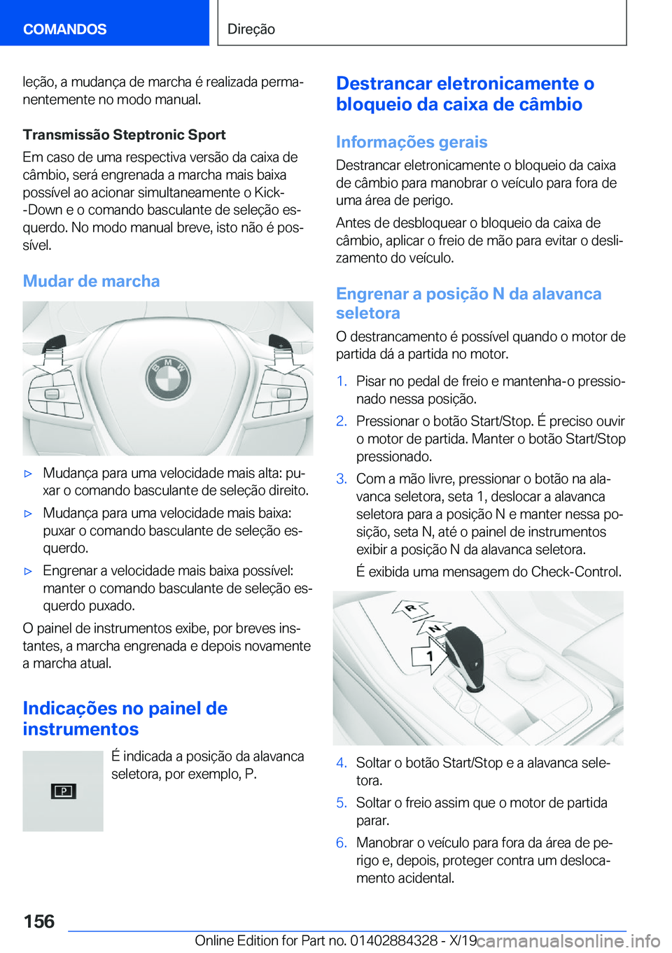 BMW 8 SERIES GRAN COUPE 2020  Manual do condutor (in Portuguese) �l�e�