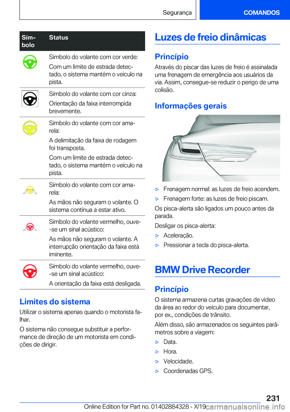 BMW 8 SERIES GRAN COUPE 2020  Manual do condutor (in Portuguese) �S�