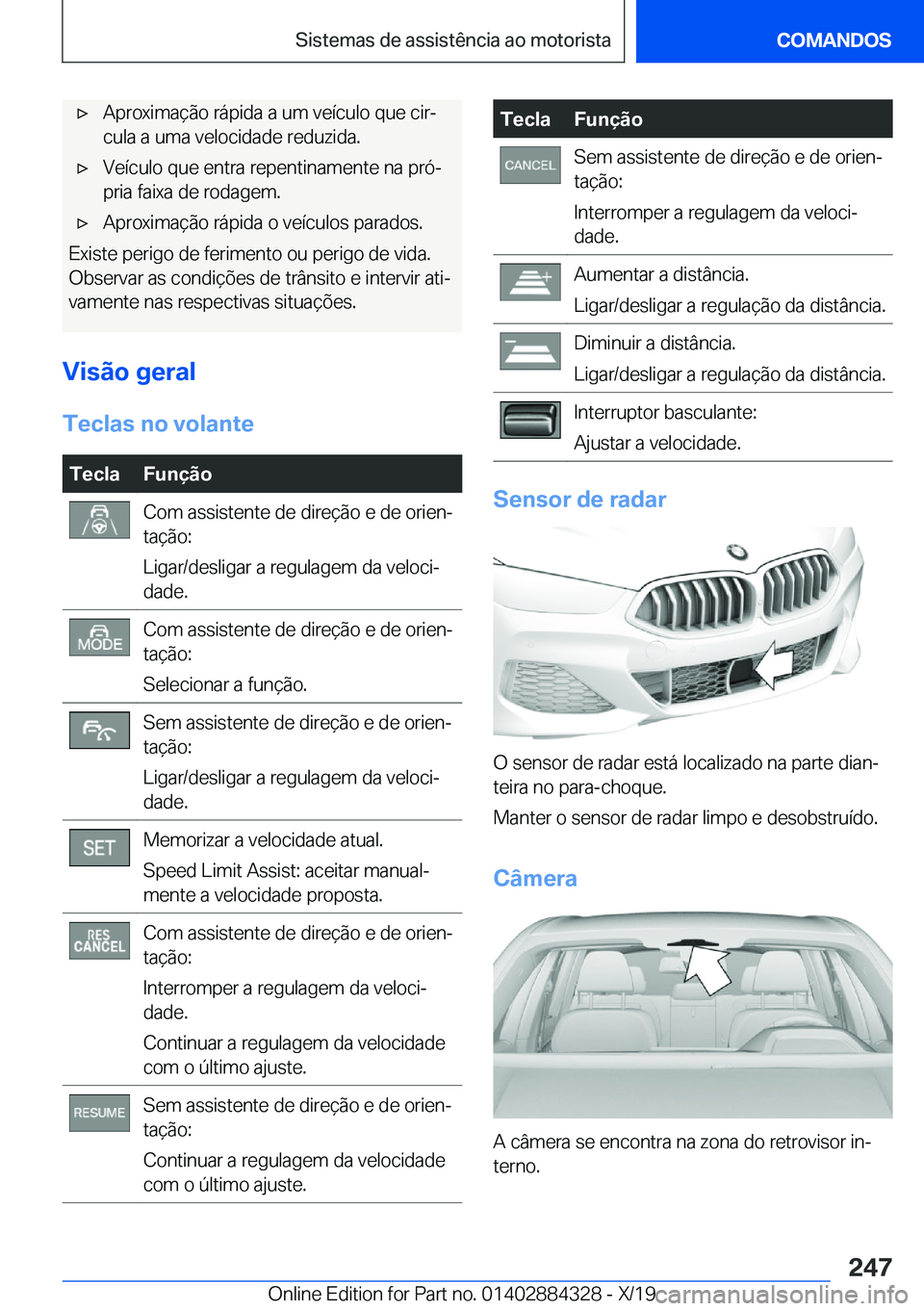 BMW 8 SERIES GRAN COUPE 2020  Manual do condutor (in Portuguese) x�A�p�r�o�x�i�m�a�