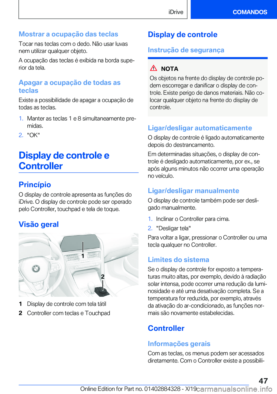 BMW 8 SERIES GRAN COUPE 2020  Manual do condutor (in Portuguese) �M�o�s�t�r�a�r��a��o�c�u�p�a�