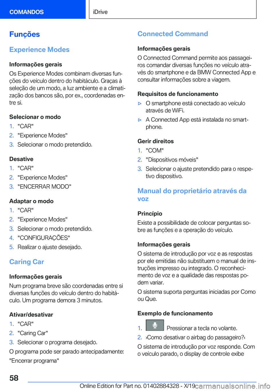 BMW 8 SERIES GRAN COUPE 2020  Manual do condutor (in Portuguese) �F�u�n�
