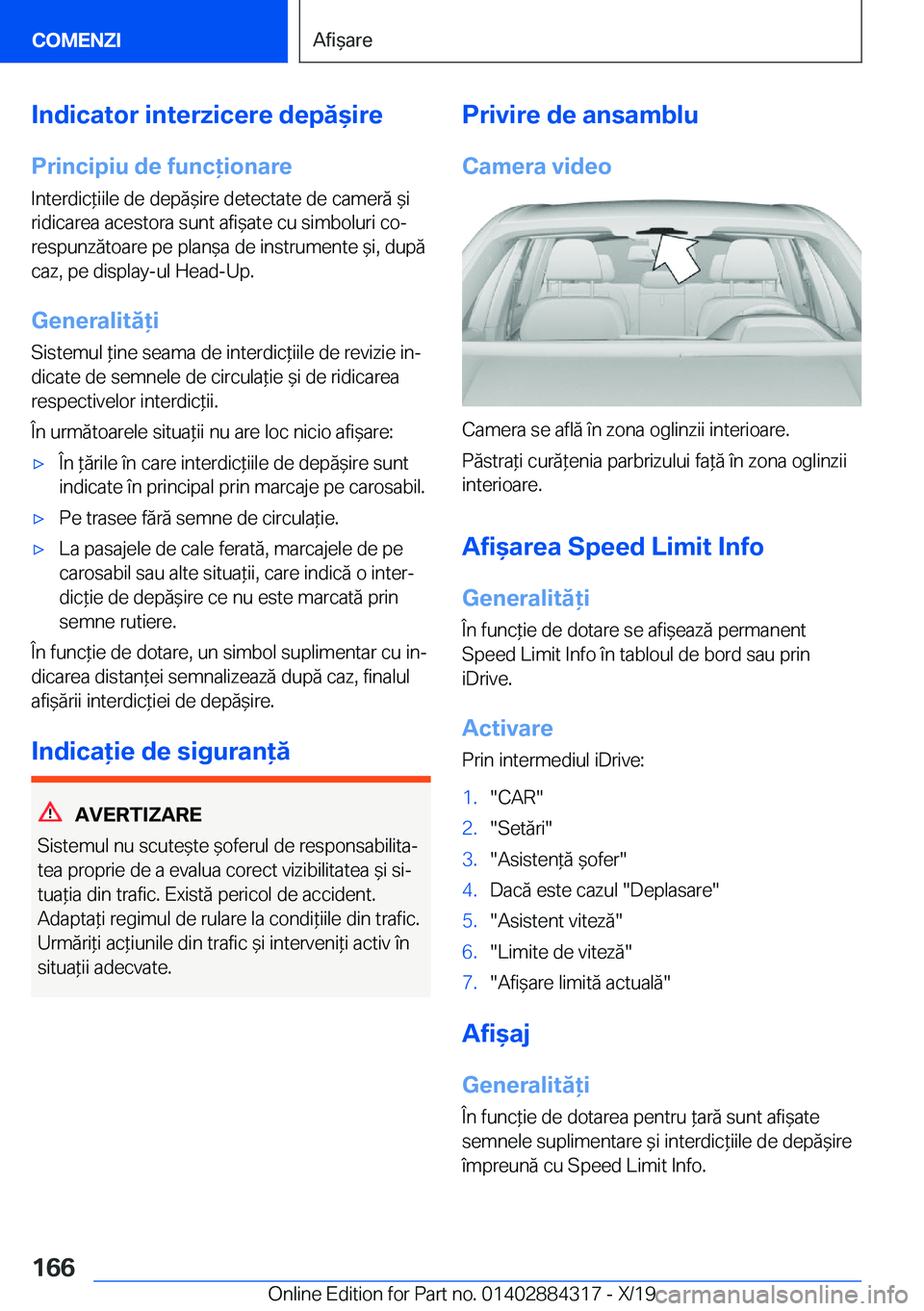 BMW 8 SERIES GRAN COUPE 2020  Ghiduri De Utilizare (in Romanian) �I�n�d�i�c�a�t�o�r��i�n�t�e�r�z�i�c�e�r�e��d�e�p�