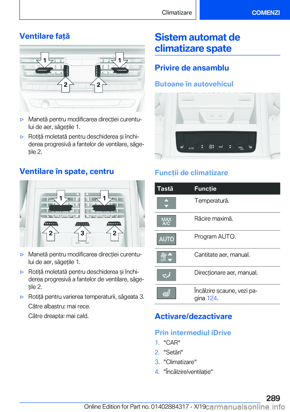 BMW 8 SERIES GRAN COUPE 2020  Ghiduri De Utilizare (in Romanian) �V�e�n�t�i�l�a�r�e��f�a�