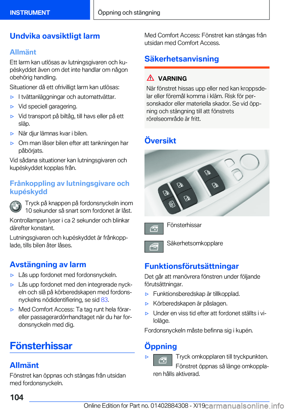 BMW 8 SERIES GRAN COUPE 2020  InstruktionsbÖcker (in Swedish) �U�n�d�v�i�k�a��o�a�v�s�i�k�t�l�i�g�t��l�a�r�m
�A�l�l�m�ä�n�t
�E�t�t��l�a�r�m��k�a�n��u�t�l�