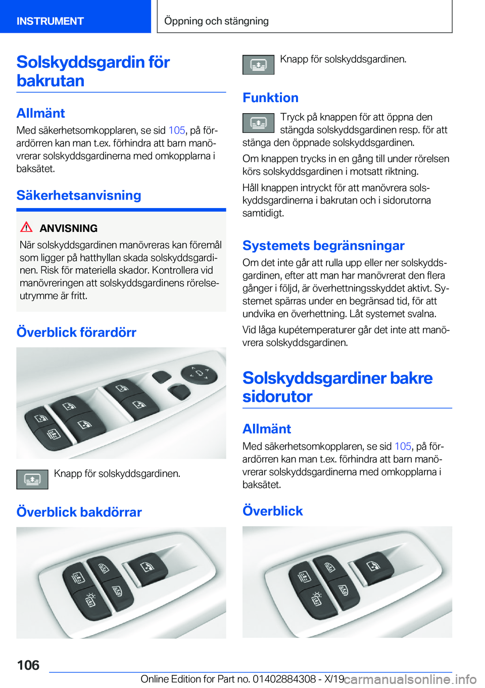 BMW 8 SERIES GRAN COUPE 2020  InstruktionsbÖcker (in Swedish) �S�o�l�s�k�y�d�d�s�g�a�r�d�i�n��f�