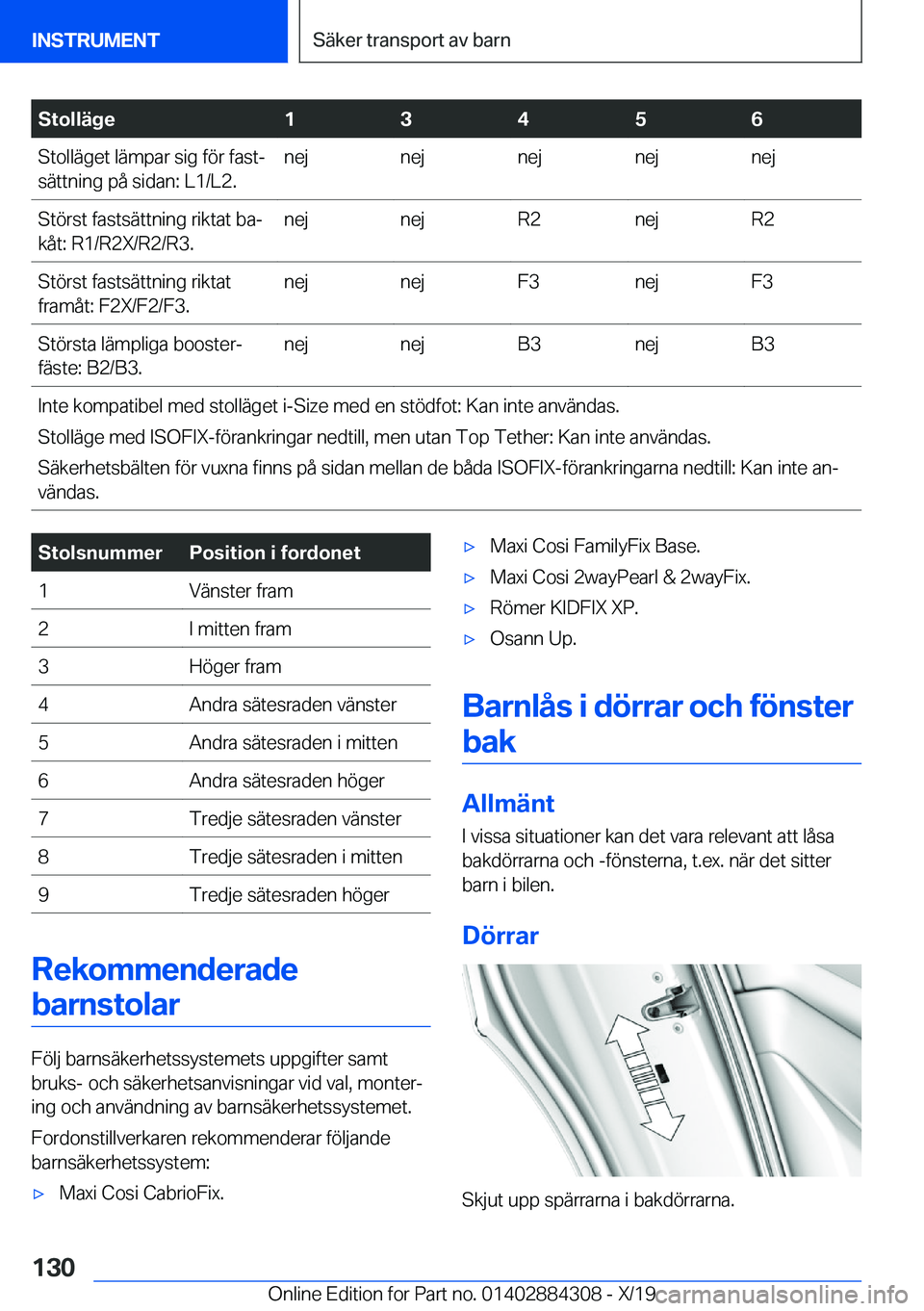 BMW 8 SERIES GRAN COUPE 2020  InstruktionsbÖcker (in Swedish) �S�t�o�l�l�ä�g�e�1�3�4�5�6�S�t�o�l�l�ä�g�e�t��l�ä�m�p�a�r��s�i�g��f�