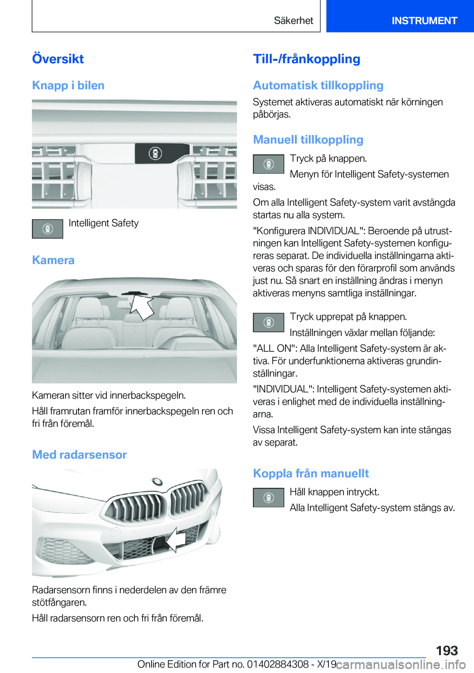 BMW 8 SERIES GRAN COUPE 2020  InstruktionsbÖcker (in Swedish) �