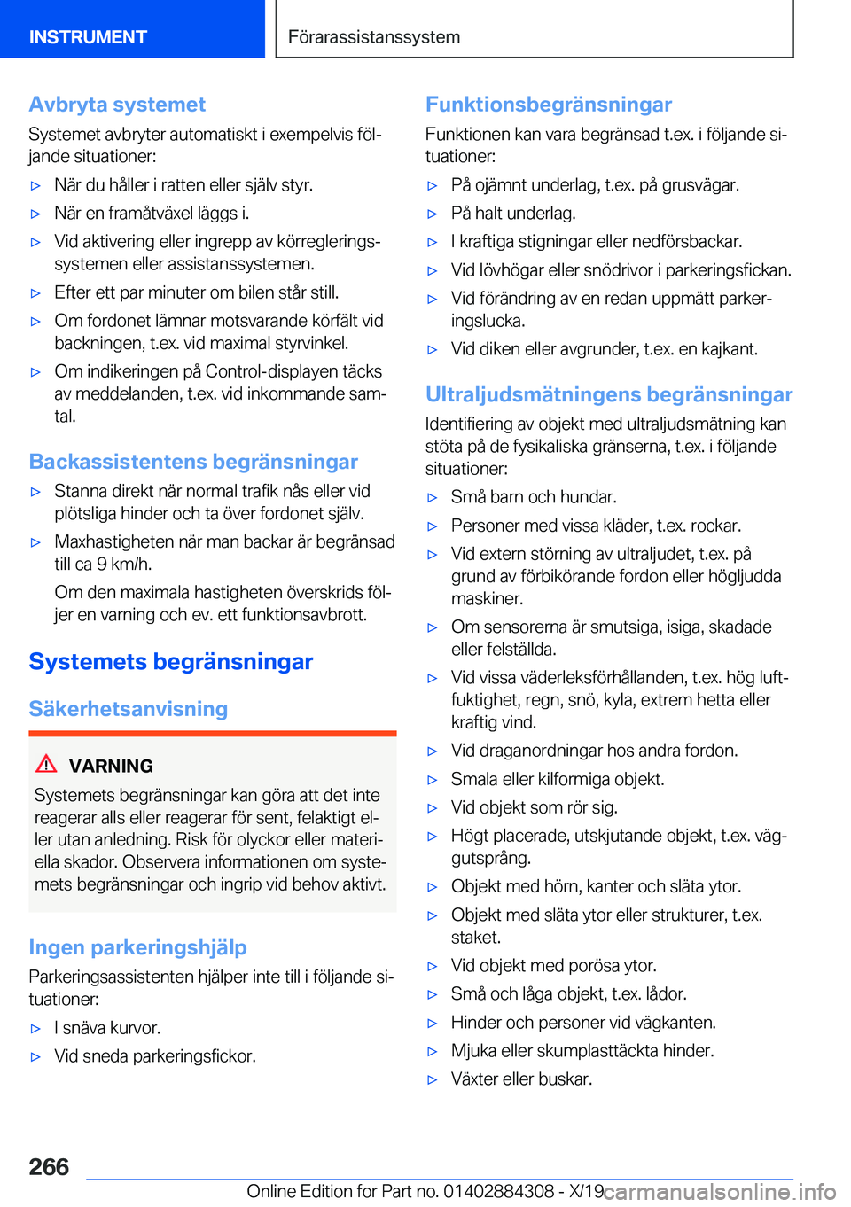 BMW 8 SERIES GRAN COUPE 2020  InstruktionsbÖcker (in Swedish) �A�v�b�r�y�t�a��s�y�s�t�e�m�e�t
�S�y�s�t�e�m�e�t��a�v�b�r�y�t�e�r��a�u�t�o�m�a�t�i�s�k�t��i��e�x�e�m�p�e�l�v�i�s��f�