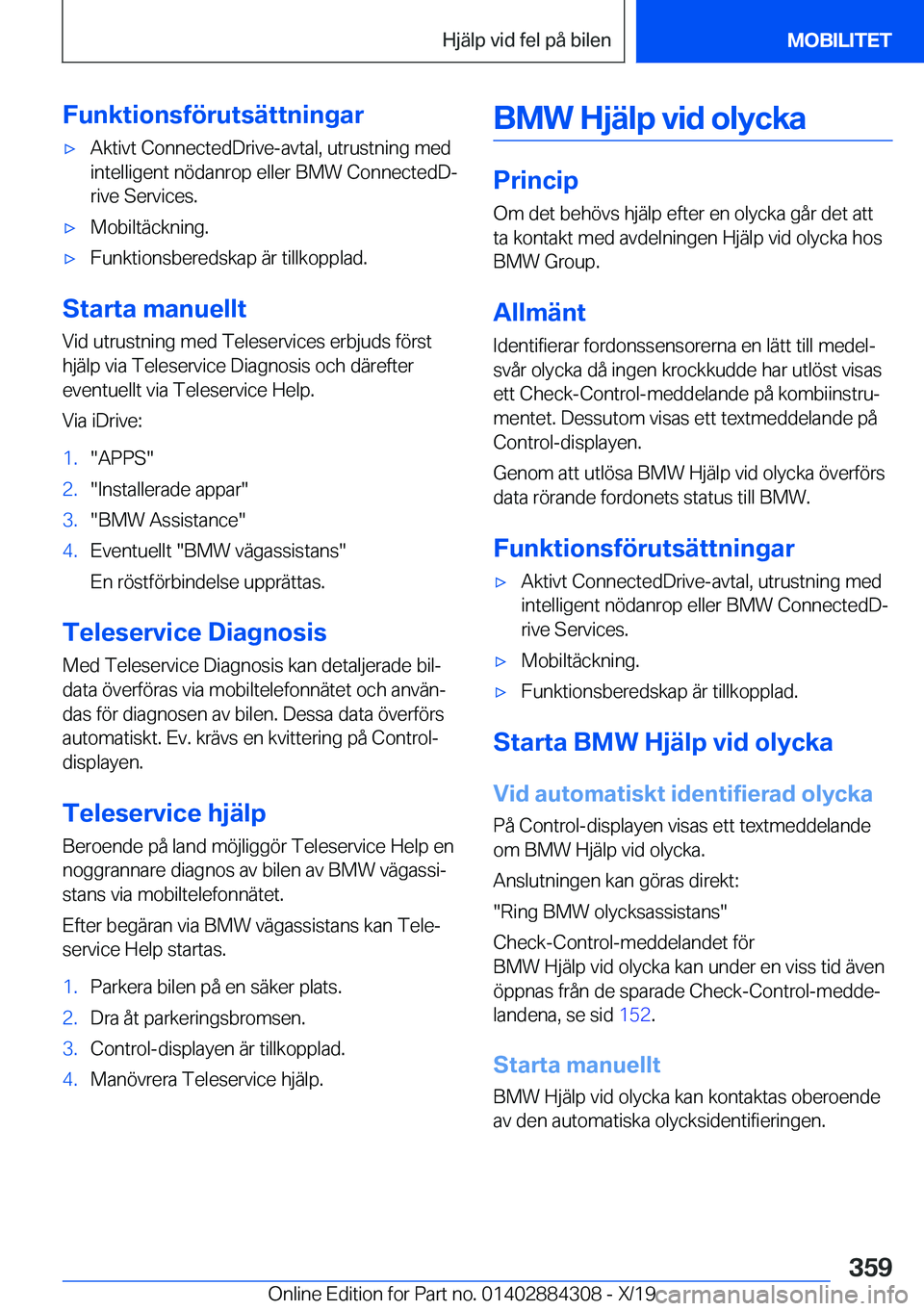 BMW 8 SERIES GRAN COUPE 2020  InstruktionsbÖcker (in Swedish) �F�u�n�k�t�i�o�n�s�f�