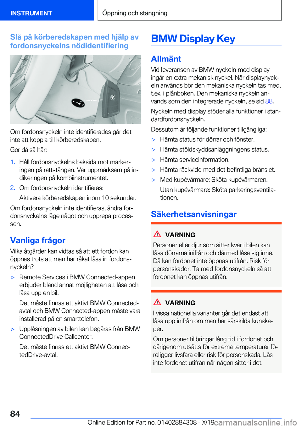 BMW 8 SERIES GRAN COUPE 2020  InstruktionsbÖcker (in Swedish) �S�l�å��p�å��k�