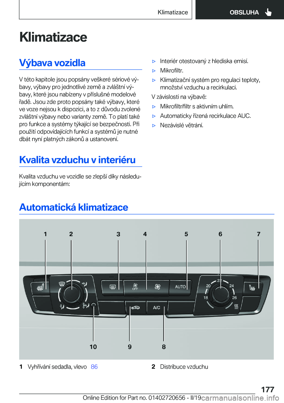 BMW M2 2020  Návod na použití (in Czech) �K�l�i�m�a�t�i�z�a�c�e�V�