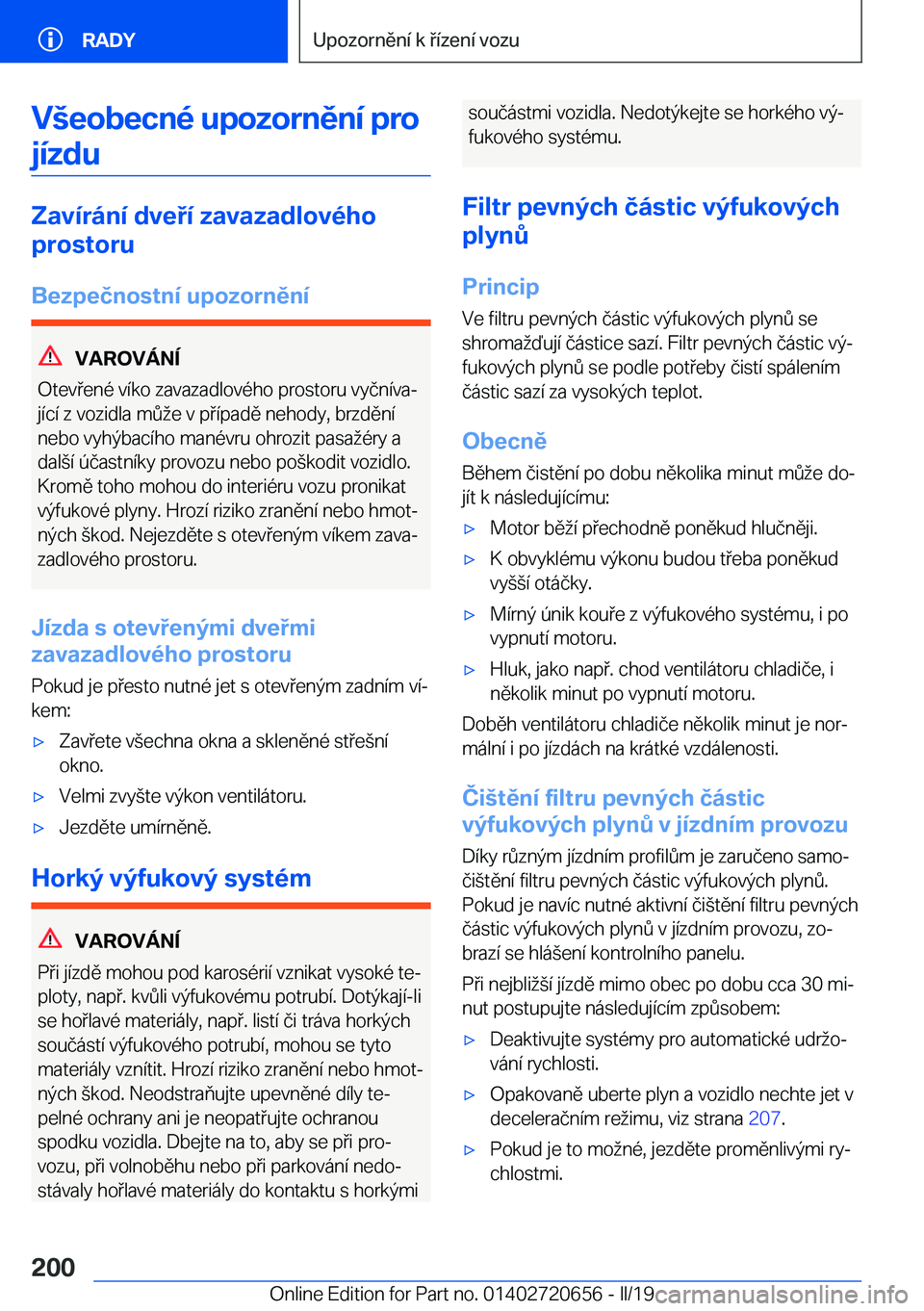 BMW M2 2020  Návod na použití (in Czech) �V	�e�o�b�e�c�n�