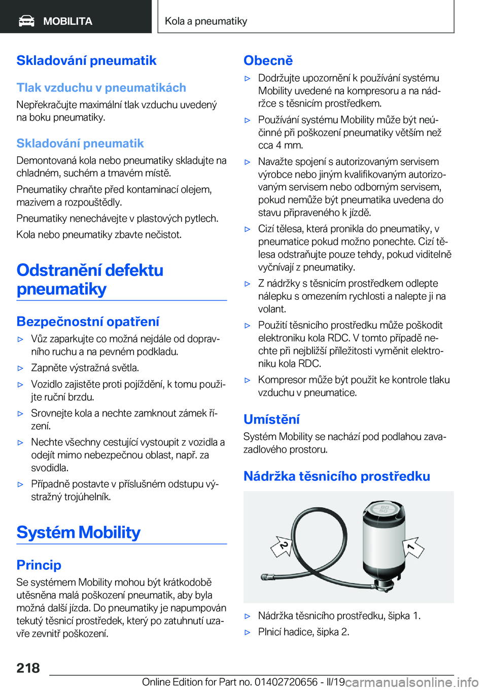 BMW M2 2020  Návod na použití (in Czech) �S�k�l�a�d�o�v�
