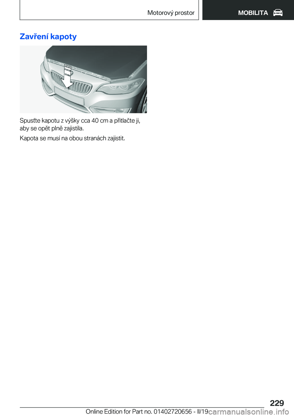 BMW M2 2020  Návod na použití (in Czech) �Z�a�v�e�n�