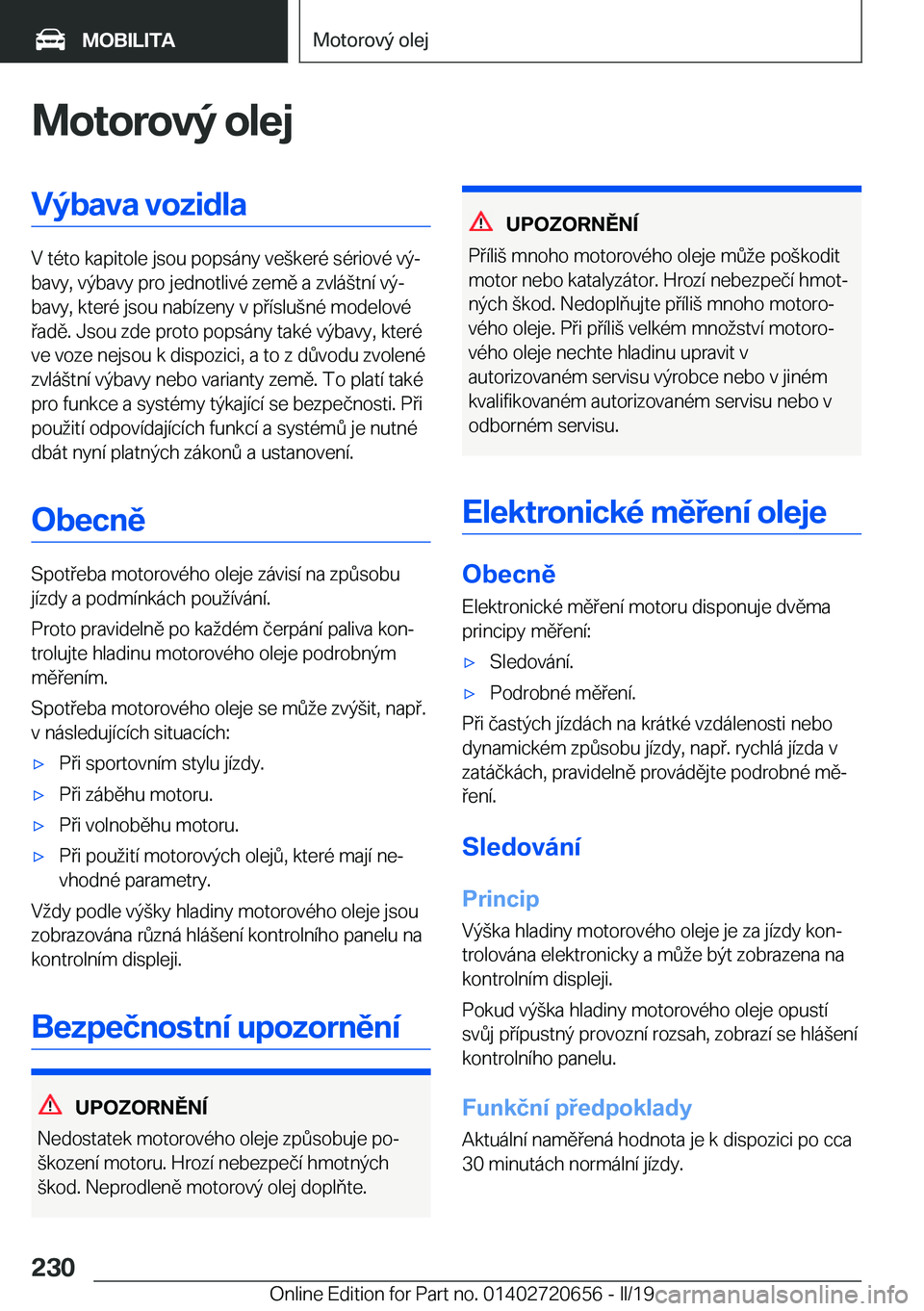 BMW M2 2020  Návod na použití (in Czech) �M�o�t�o�r�o�v�